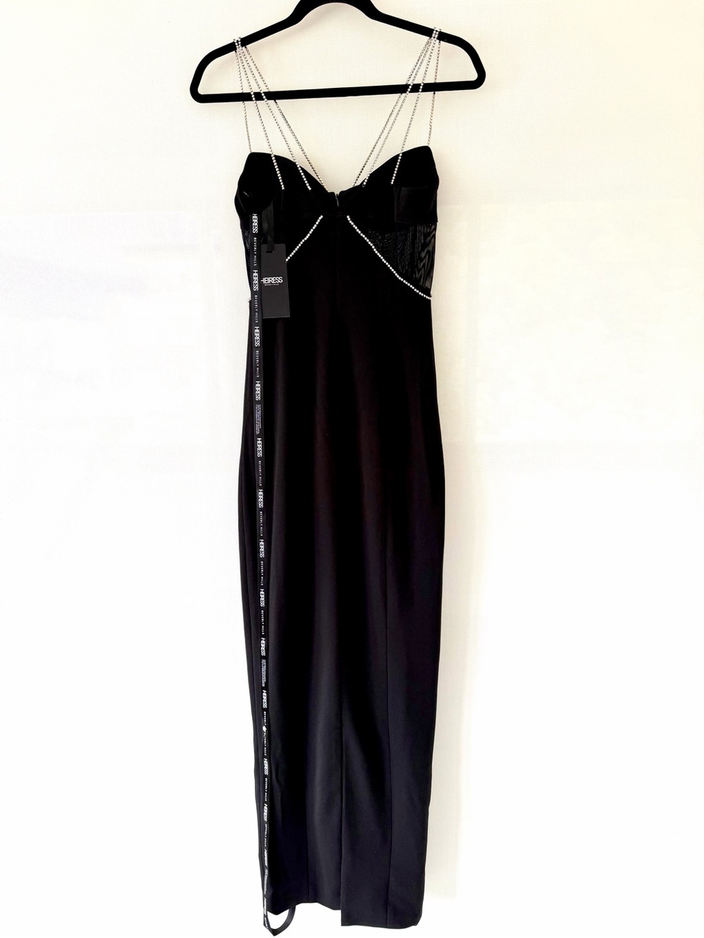 Heiress Beverly Hills New Black Diamanté Crystal-Detail Strappy Maxi Dress - Picture 7 of 14